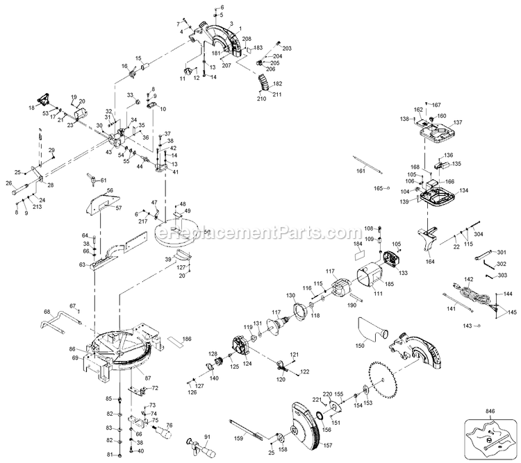 Black and Decker BDMS200 (Type 1) 10 Compound Mitre Saw Power Tool Page A Diagram